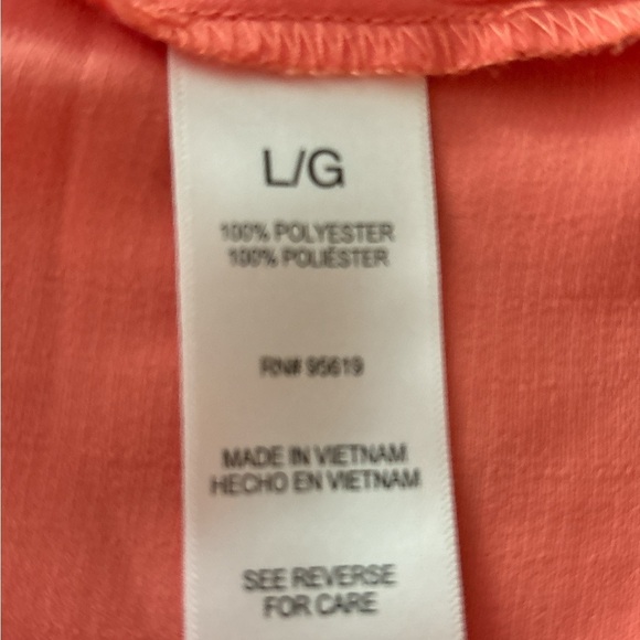 FEVER sleeveless top, full cut size Large.   Tangerine color, deep V Neck Pleats - Picture 4 of 4